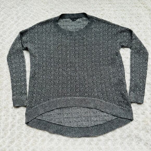 Theory Efina C Loryelle Grey Marled Tweed Wool Baby Alpaca Silk Sweater Small - Picture 2 of 7